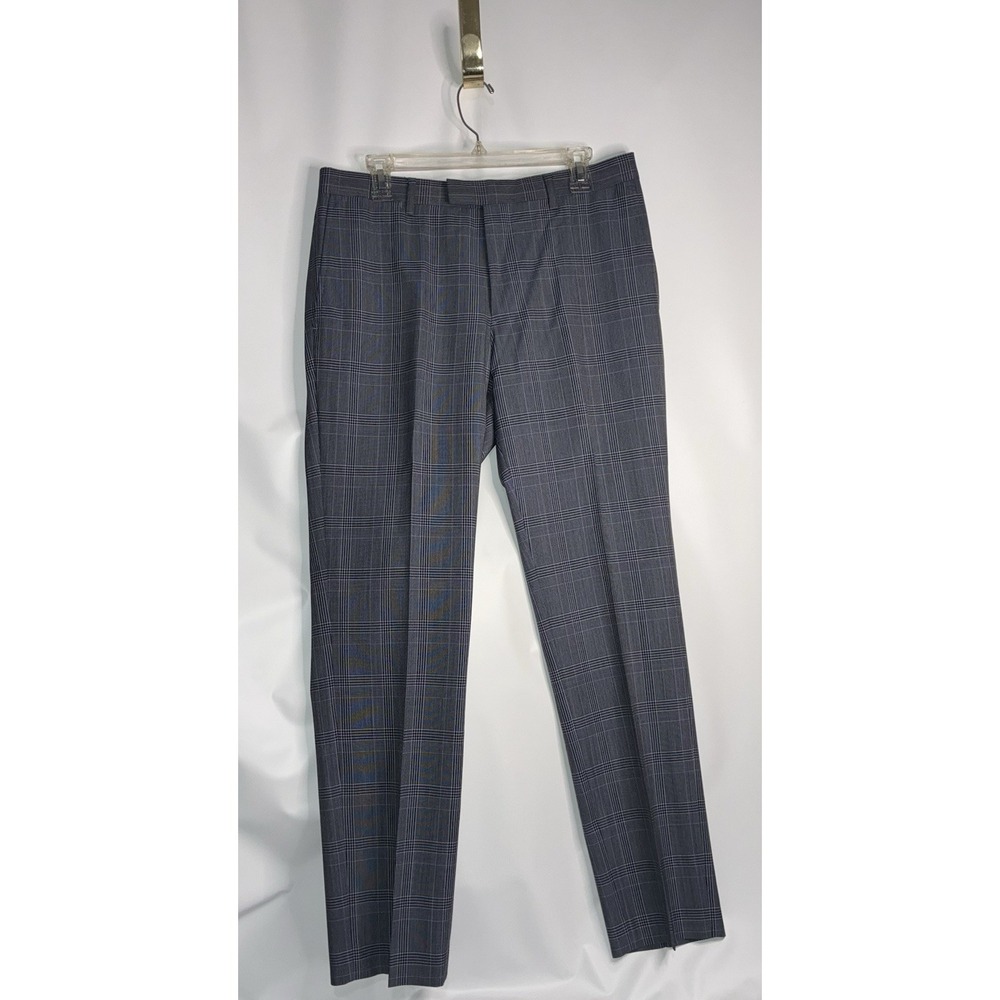 Banana Republic Men Vitale Barberis 32x32 1663 Super 120'S Gray Blue Plaid Pants